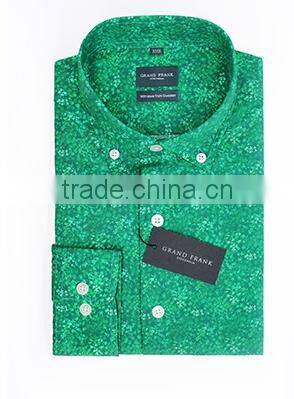 Latest design for men green floral mens dress shirt