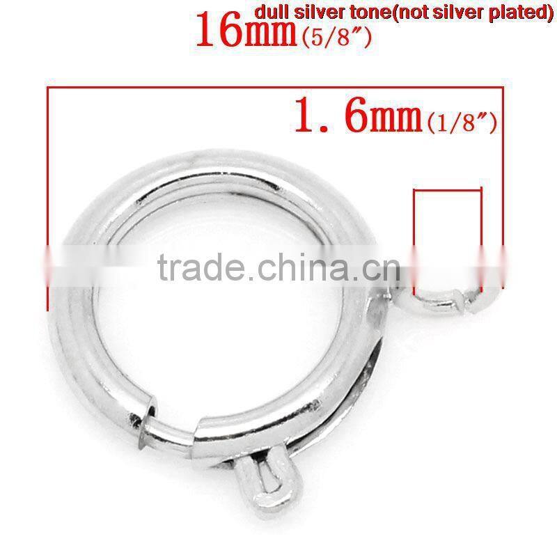 Silver Tone Copper Bolt Spring Ring Necklace End Clasps Findings