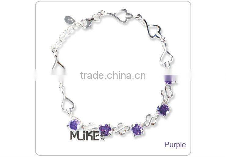 heart 925 silver bracelet with CZ stone M3002