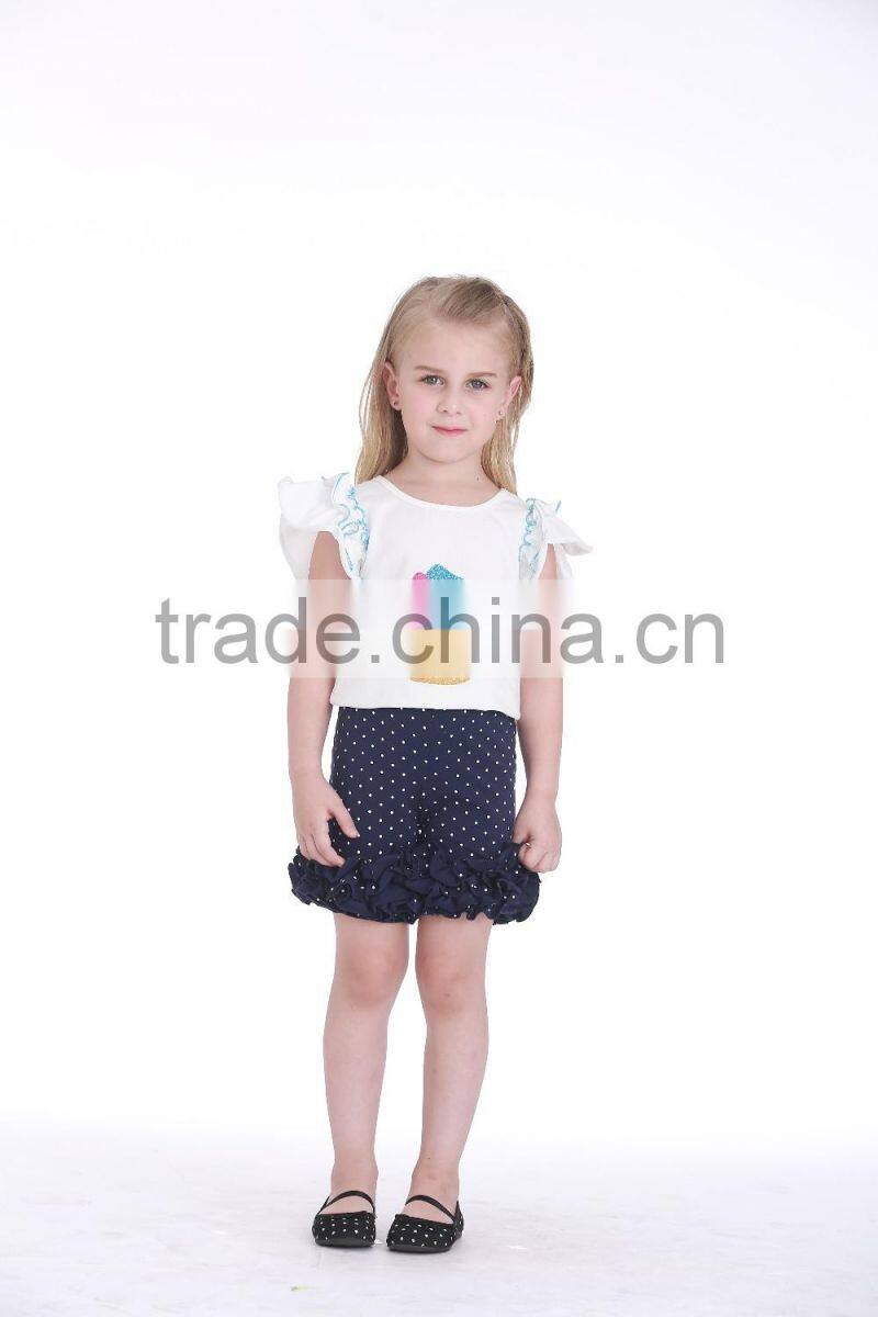 Wholesale blank baby clothes toddler summer pants girls icing ruffle shorts