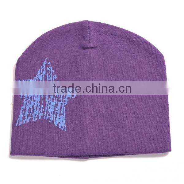 winter warm korea style 100%cotton cute boys&girls big five star pattern knitted beanie hat for baby