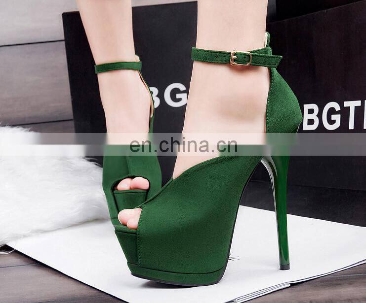 factory direct best quality colorfuls fashion Suede peep toe high heel shoes women