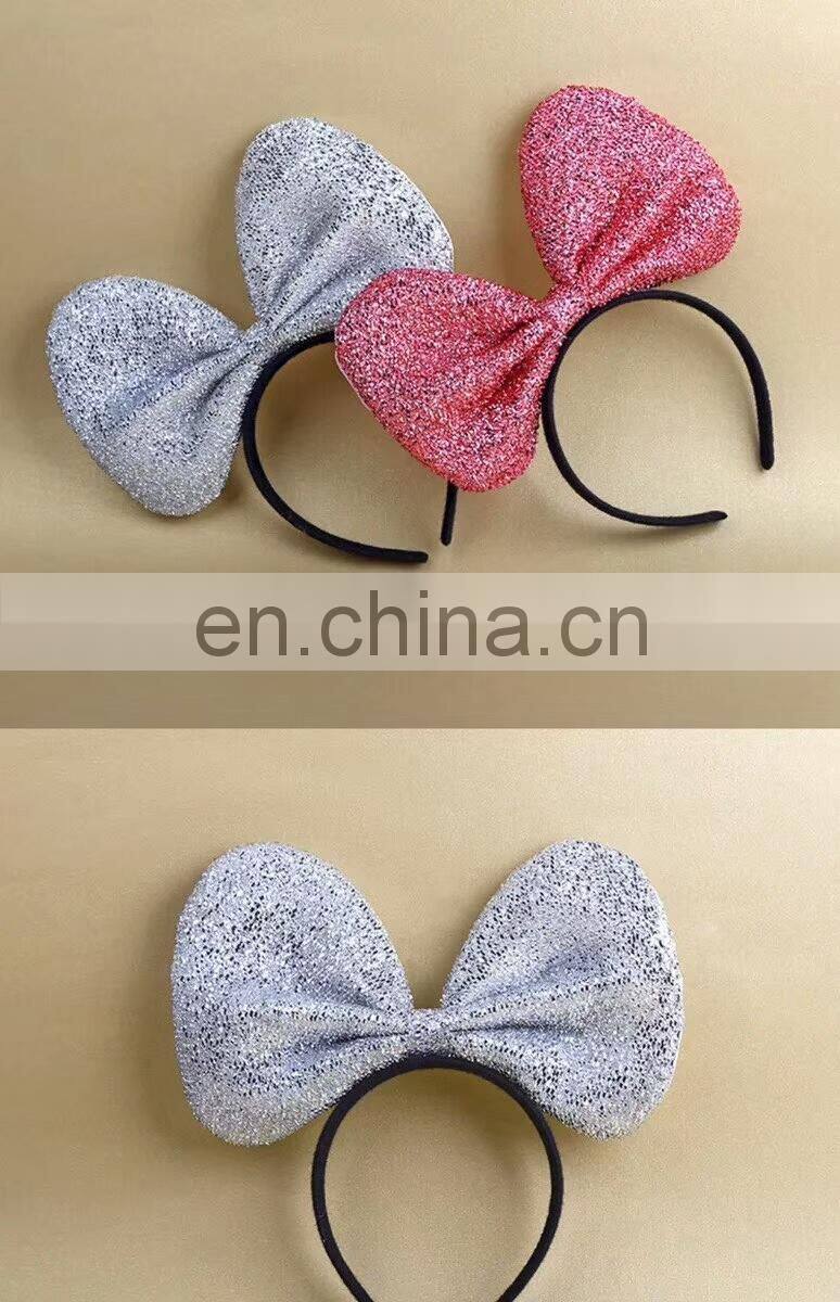 Hotest Cute sequin bow big ear with 1cm satin Headband for kids