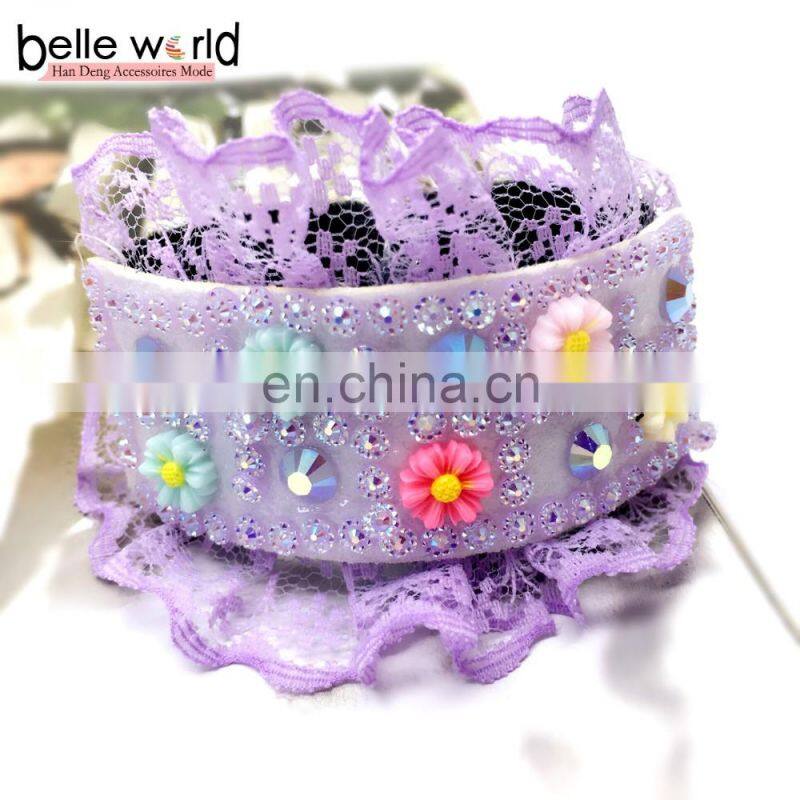 New style Nylon lace flat back rhinestones flower Hair Bun Maker magic buns hair
