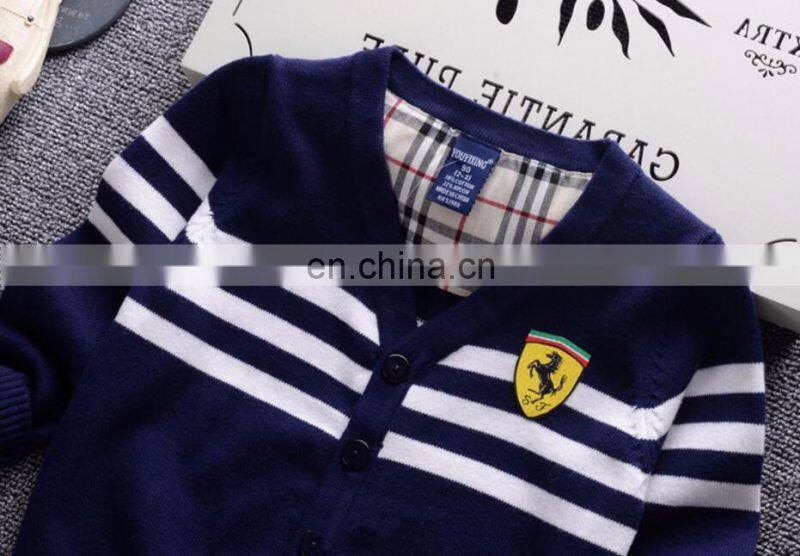 100%Cotton cardigan style boys kid sweater for autumn
