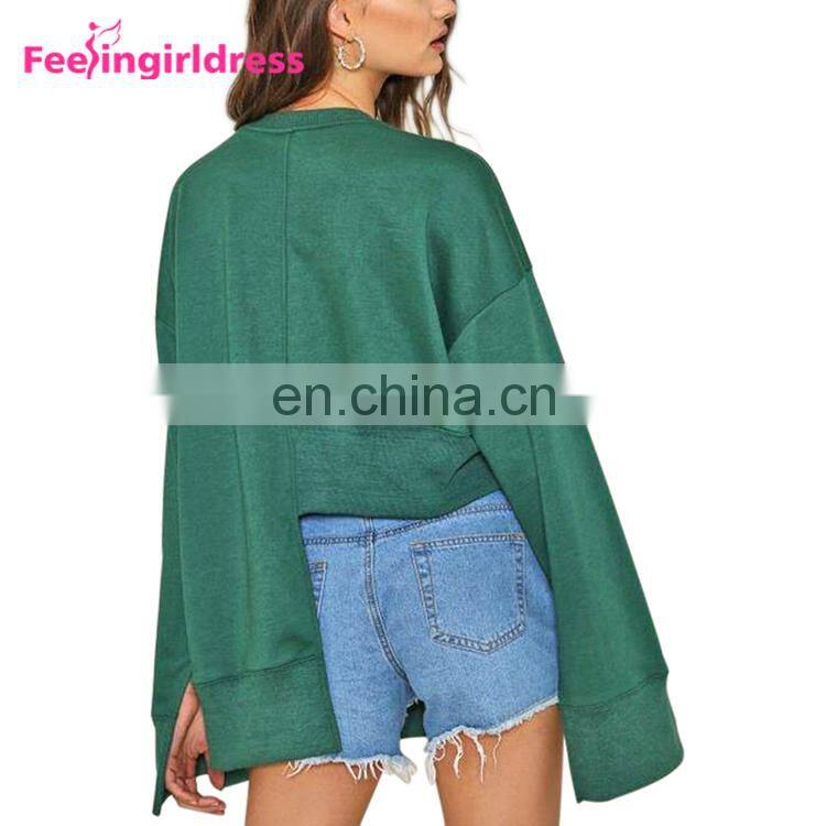 Low Moq Sweatshirt Manufacturer Blank 100% Cotton Women Crew Neck Sweatshirt