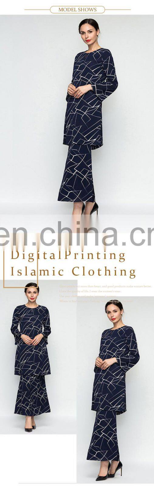 top selling modern islamic custom print baju kurung womern clothing