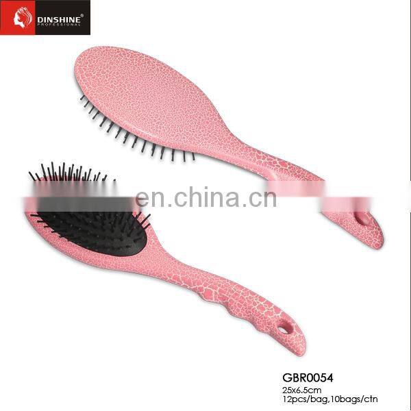 Blue color paddle brush, plastic round cushion hair brush