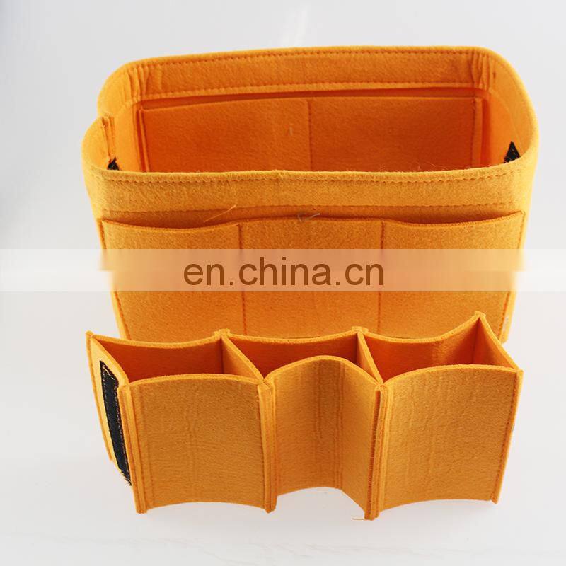 yellow color Hot selling cosmetic handbag purse felt make up organizer bag