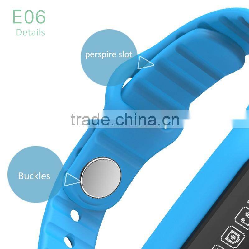 text message/Tracking motion/music play/Fine phon/sleeping monitor/Touch screen E06 Smart Bracelet