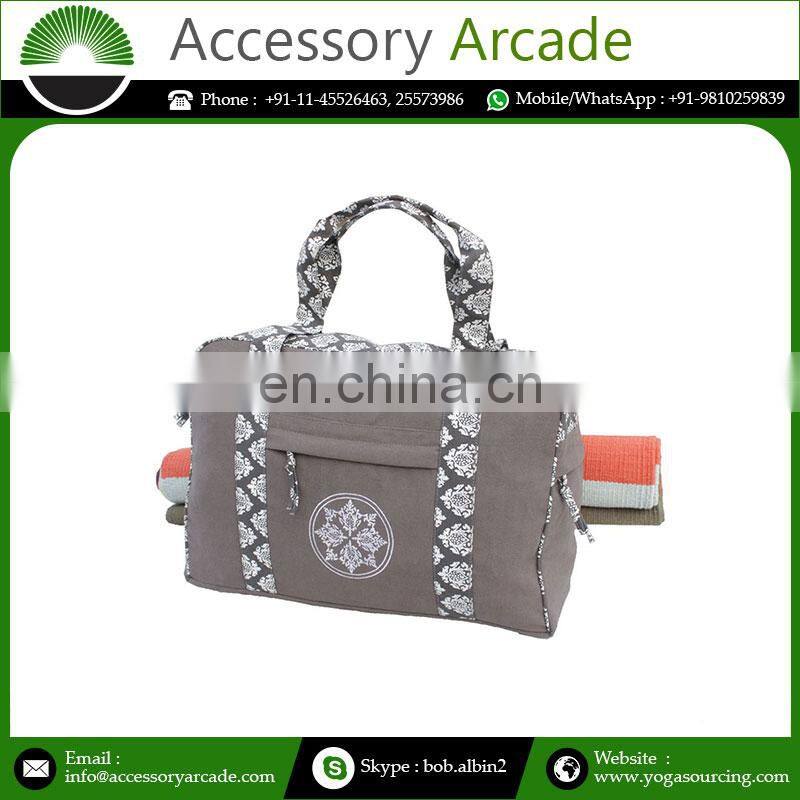 Dark Grey Half Print and Embroidered Yoga mat Bag