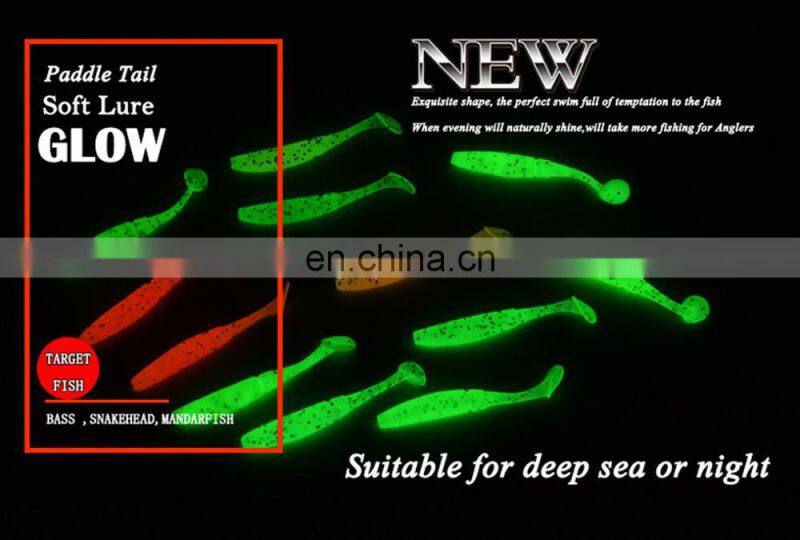 7.5cm 3g 6 pcs Per Bag Luminous T-Tail Grub Worm Fish Bait Fishing Soft Lure
