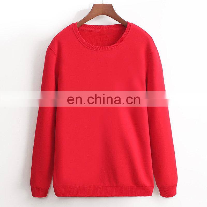 Customized plus velvet men and women casual loose large size solid color round neck sweater