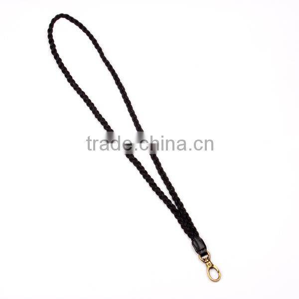 2015 China factory handmade key holder fashion neck hanging wholesale leather black key chain