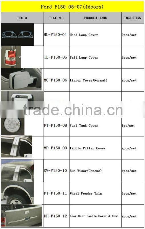 ABS Chrome Middle Pillar Cover For Ford F150 05-07