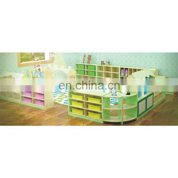Latest design kindergarten classroom wooden storage cabinet children furniture for sale