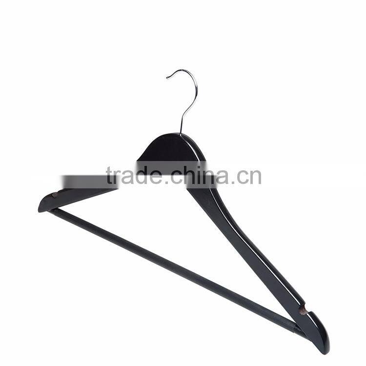 Wholesale manufactory provide high ending wooden clothes hanger Black color
