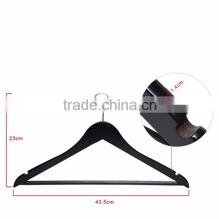 Wholesale manufactory provide high ending wooden clothes hanger Black color