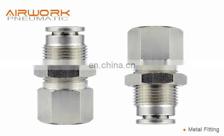PMF bulkhead metal pneumatic fitting joint hose connector female thread pt npbt 1/8 1/4 3/4
