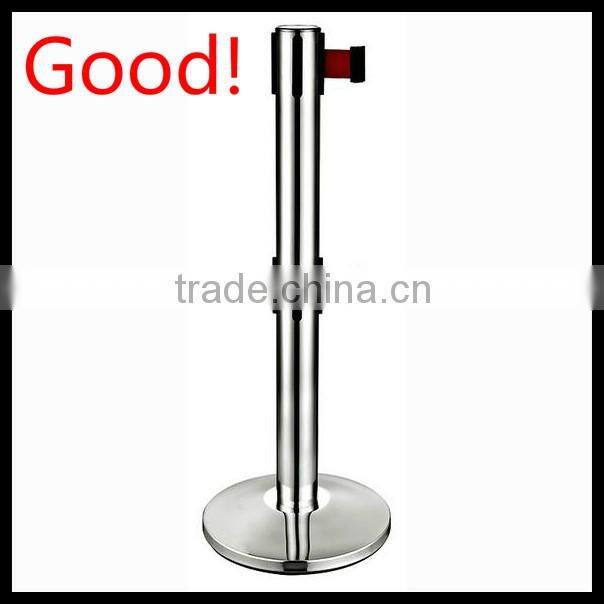 Silver Stainless Steels Belt Barriers- 2 Webbings Metal Barriers-Double Belt Metal Stand Post