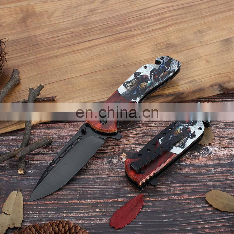 Plastic 3D printing Handle Stainless Steel Outdoor Camping Tactical Folding Pocket Knife with Belt Clip