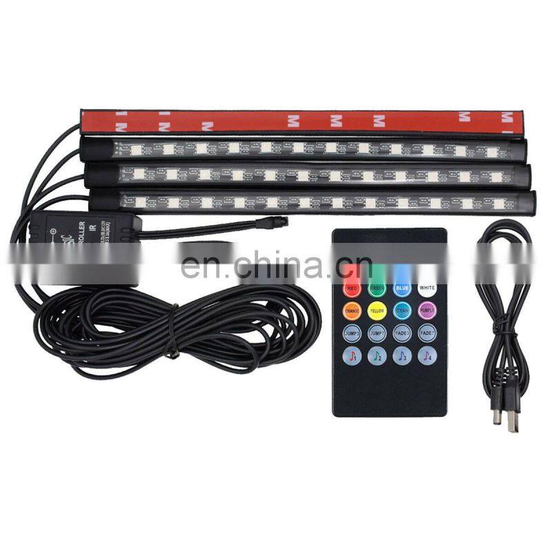 RGB LED car light strip, LED atmosphere lamps, 12V remote control car interior light