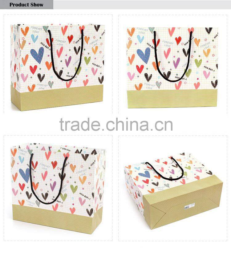 colorful heart pattern custom gift paper bag for candle
