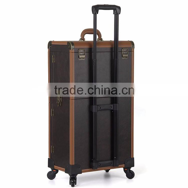 China Factory supplier OEM trolley makeup beauty artist case with mirror and wheels