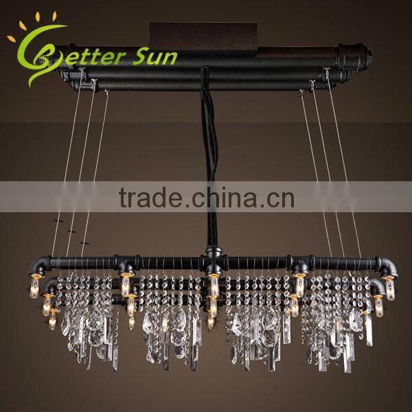 Industrial Style Crystal Water Pipe Pendant Light Fixture for Bar