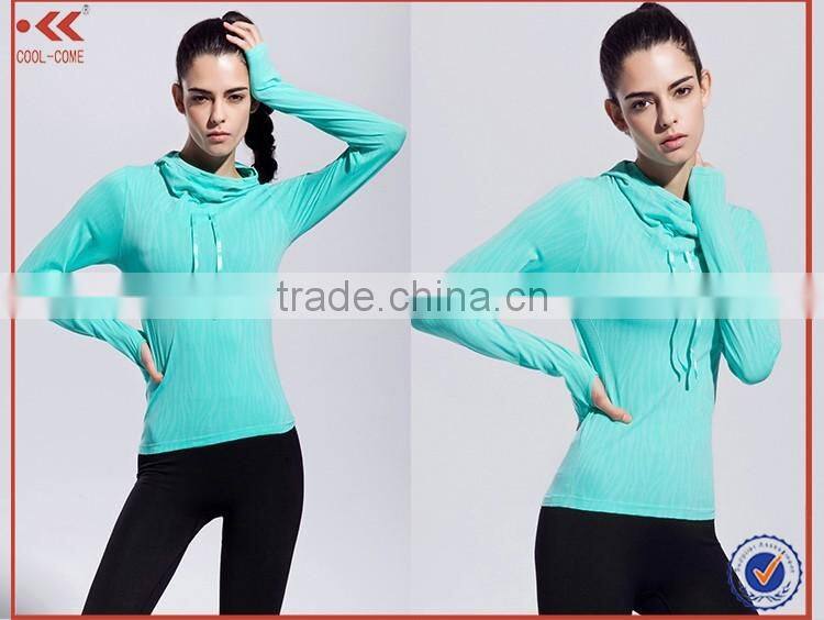Wholesale Women gym sports ink long sleeve hoodie hooded sweatshirt