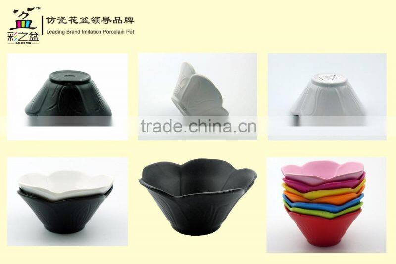 Hot sale small lotus shape melamine flower pot plastic flower pot 1412
