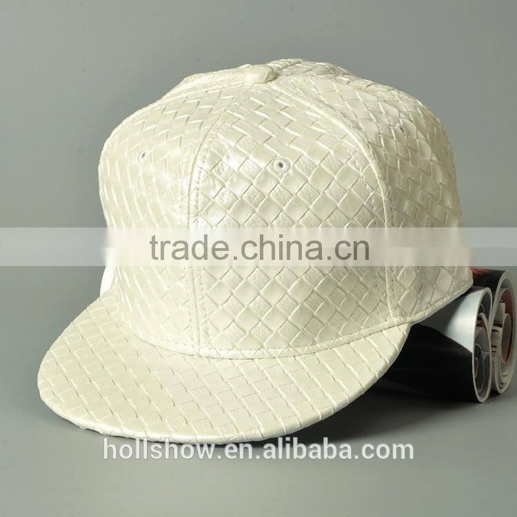 Latest Fashion Trend All Match Weave Design Plain Flat Brim Caps Blank Snapback