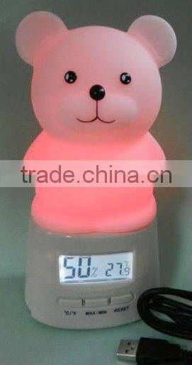 Rechargeable Night Light with thermometer and humiditor and clock
