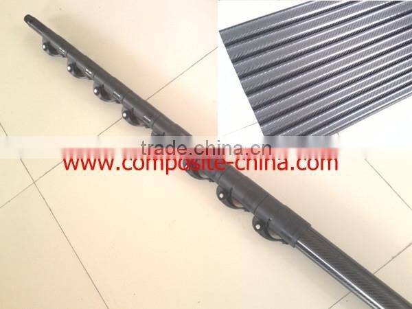 Excellent corrosion caebon fiber telescopic pole with 3K surface finish