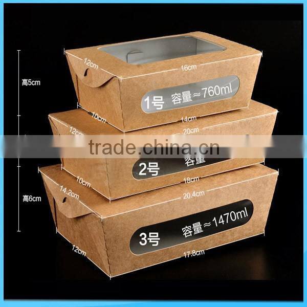 High quality PE craft paper salad box ,paper box with window,paper salad box printed