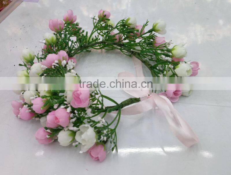 Wholesale Artificial women Rose Flower Wedding Crown Head Band tiara flower crown garland for girls