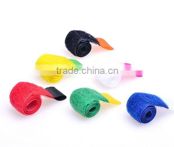 Colorful adjustable hook and loop wire cable tie with label tag
