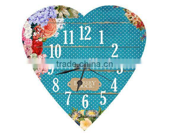 New design heart style wooden wall clock
