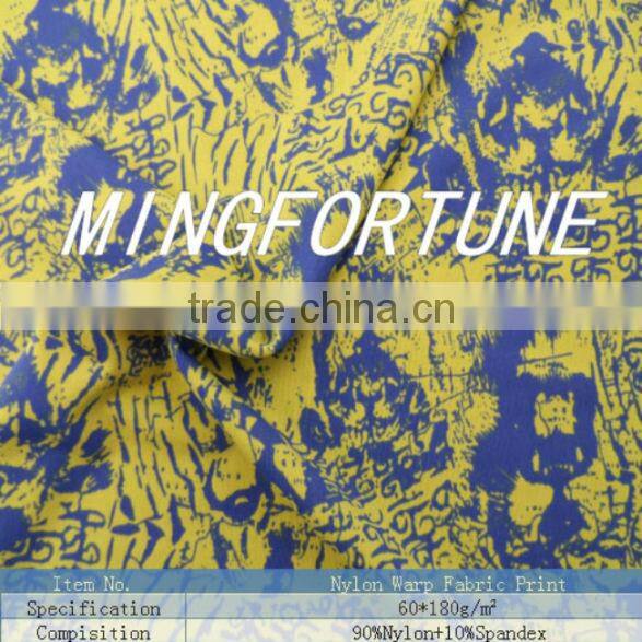 blue rose nylon spandex swimwear digital printing fabric