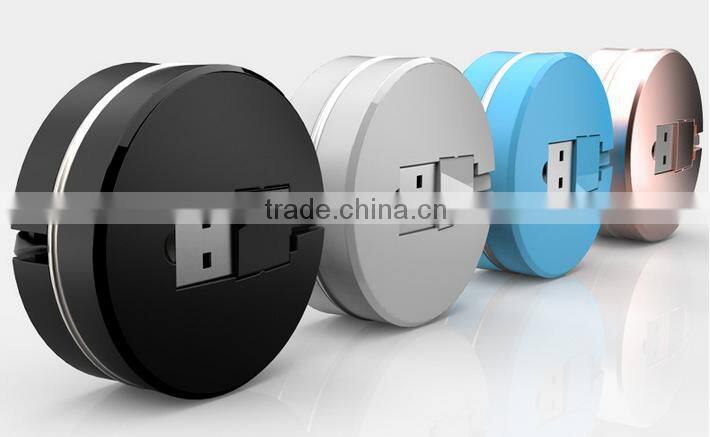 2 in 1 double interface compatible fast quick charger round usb telescopic data cable for iphone and Android mobile cell phone
