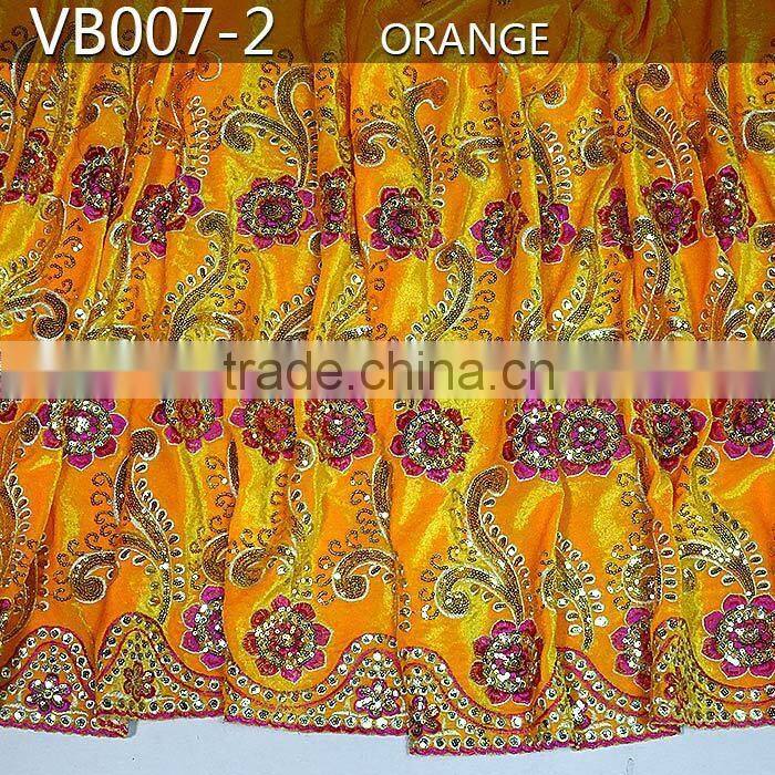 VB007-1 purple wholesale top quality african velvet lace fabric/velvet fabric/Velvet lace fabric
