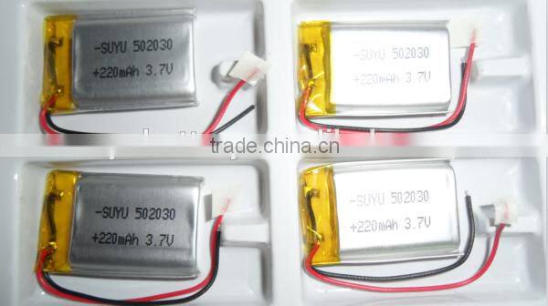 li polymer battery 502030 / 502030 3.7v 250mah lithium polymer batteries
