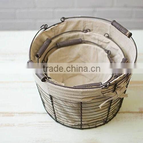 Metal Wire Storage Basket With Liner, Storage Use And Wire Metal Type Wire Lined Basket