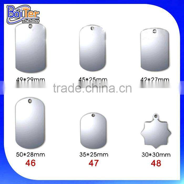Custom Made Metal Rectangle Dog Tag/Engraved Blank Personalized Stainless Steel Rectangle Dog Tag Necklace