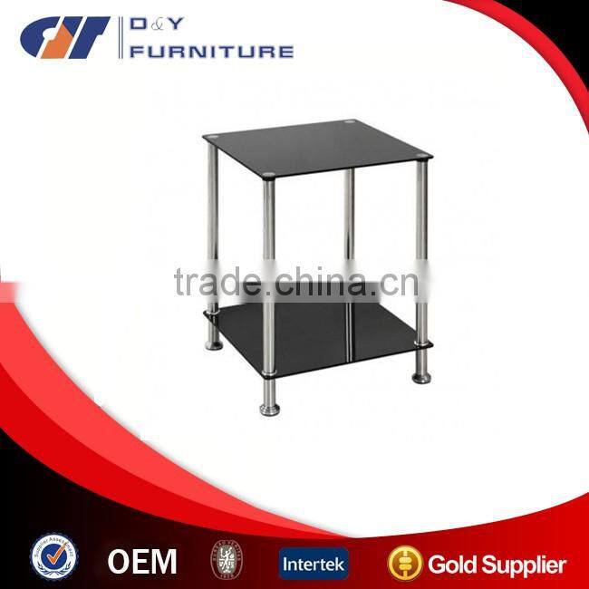 Square Black Side End Table Stainless Steel Legs