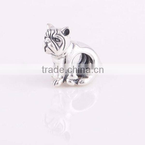 925 sterling silver charm beads bracelet bulldog charm