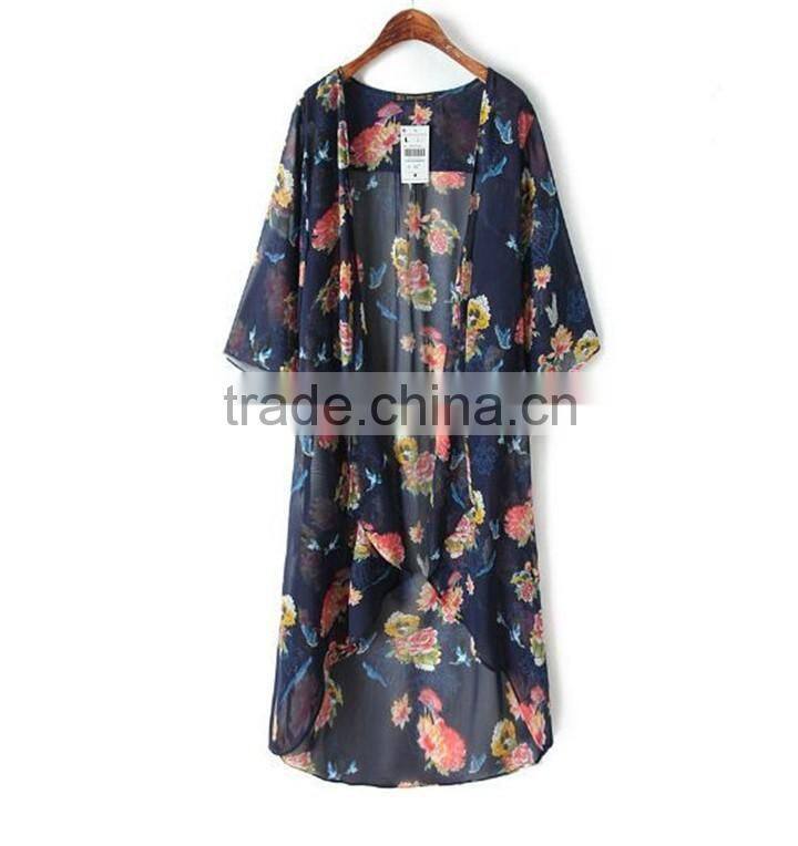 Latest Design Customaize Pattern Polyester Chiffon Kaftan Dress Indonesia