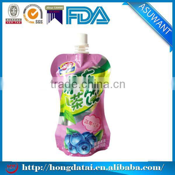 Beverage and wine bag with spout/Food packaging spout pouch for juice /liquid stand up pouch with spout