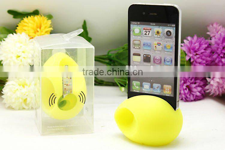 egg shape silicone horn stand speaker for iphone 4/4s