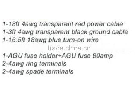 FrankEver Car AMP Wiring Kit CU 4AWG Transparent Red Cable kit